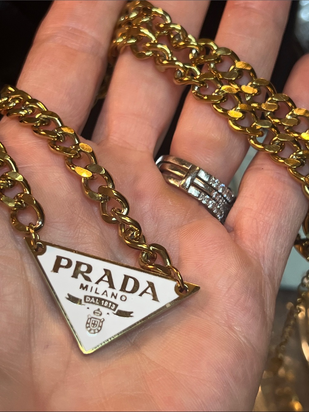 Gold Triangle Logo Chain Necklace - Picture 5 of 7